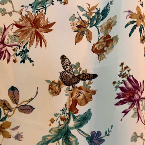 Chicos blouse womens sz 3 (16-18) white floral butterflies tie front boho fairy - Picture 5 of 10